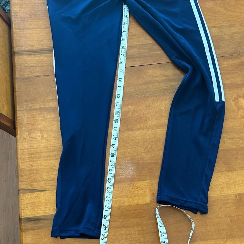 adidas boys athletic pants blue with white stripes size L